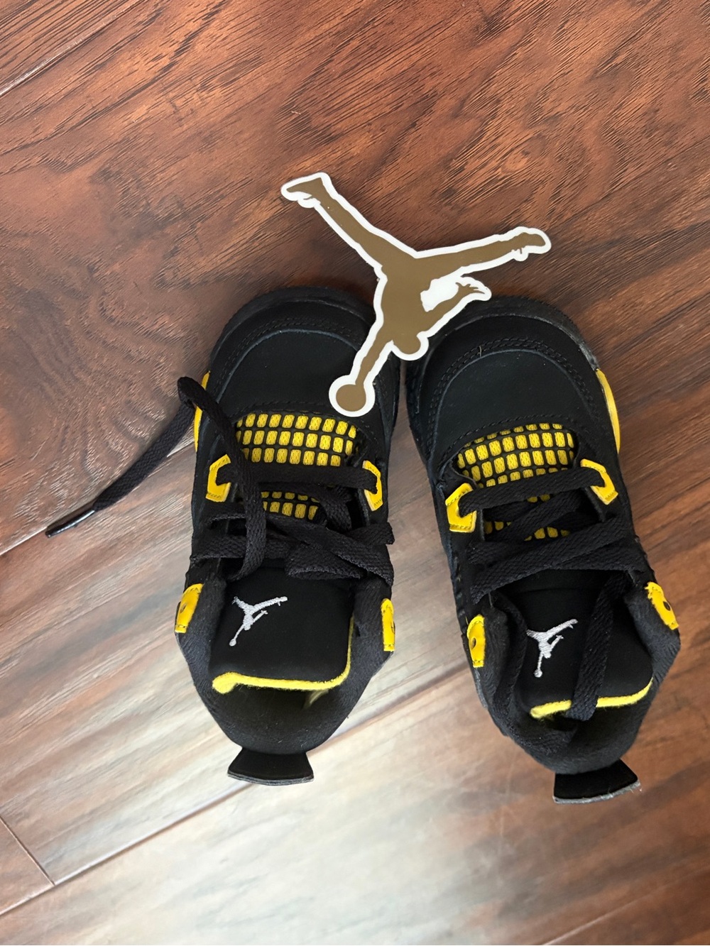 Jordan Kids' Black and Yellow Mini Basketball Sneakers